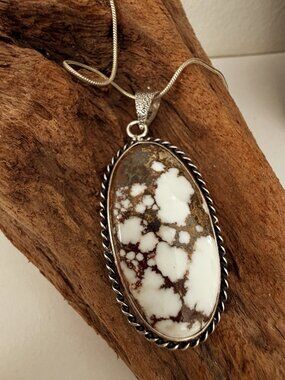 925 Sterling Silver Wild Horse Turquoise Necklace Native American Jewelry
